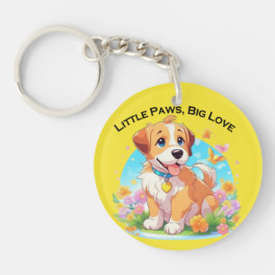 Niedliche Welpe Kleine Paws Big Liebe Schlüsselanhänger