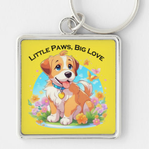 Niedliche Welpe Kleine Paws Big Liebe Schlüsselanhänger
