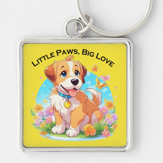 Niedliche Welpe Kleine Paws Big Liebe Schlüsselanhänger (Vorne)