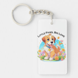 Niedliche Welpe Kleine Paws Big Liebe Schlüsselanhänger