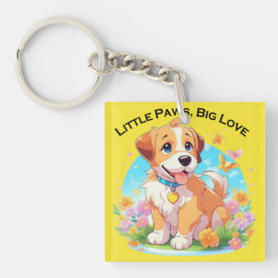 Niedliche Welpe Kleine Paws Big Liebe Schlüsselanhänger