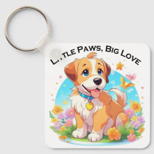 Niedliche Welpe Kleine Paws Big Liebe Schlüsselanhänger