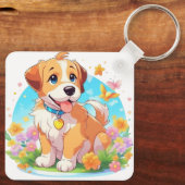 Niedliche Welpe Kleine Paws Big Liebe Schlüsselanhänger (Rückseite)