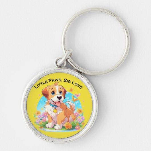 Niedliche Welpe Kleine Paws Big Liebe Schlüsselanhänger (Vorne)