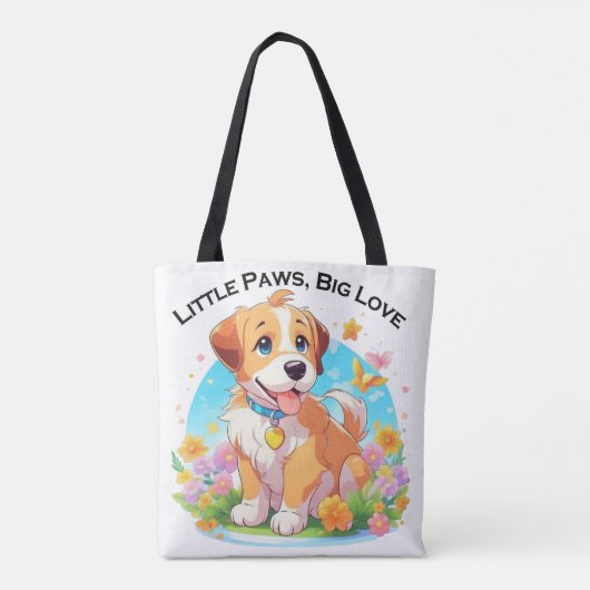 Niedliche Welpe Kleine Paws Big Liebe Tasche (Rückseite)