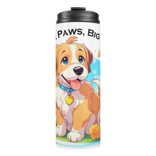 Niedliche Welpe Kleine Paws Big Liebe Thermosbecher (Vorderseite)
