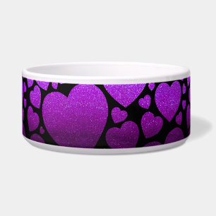 Niedliche Welpe Liebe Herzmuster Glitzer Katze Kat Napf