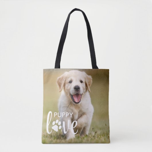 Niedliche Welpe Liebe Personalisiert Foto Haustier Tasche (Vorderseite)