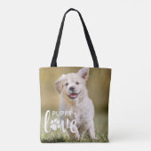 Niedliche Welpe Liebe Personalisiert Foto Haustier Tasche (Rückseite)