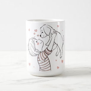 Niedliche Welpe mit Happy Kid Cartoon Kaffeetasse