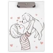 Niedliche Welpe mit Happy Kid Cartoon Klemmbrett (Vorderseite)