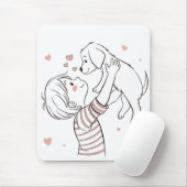 Niedliche Welpe mit Happy Kid Cartoon Mousepad (Mit Mouse)