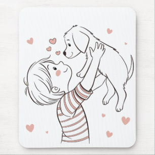 Niedliche Welpe mit Happy Kid Cartoon Mousepad
