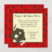 Niedliche Welpe mit Knochen Einladung (Vorne/Hinten)