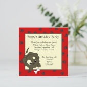 Niedliche Welpe mit Knochen Einladung (Stehend Vorderseite)