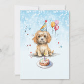 Niedliche Welpe mit Party Hat Geburtstag Einladung (Rückseite)