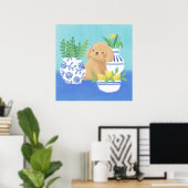 Niedliche Welpe mit Pflanze, Zitronen und Blume Poster (Heimbüro)