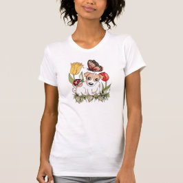 Niedliche Welpe mit Schmetterling, Ladybug und Tul T-Shirt