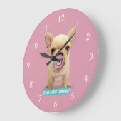 Niedliche Welpe mit Schnuller Große Wanduhr (Winkel)