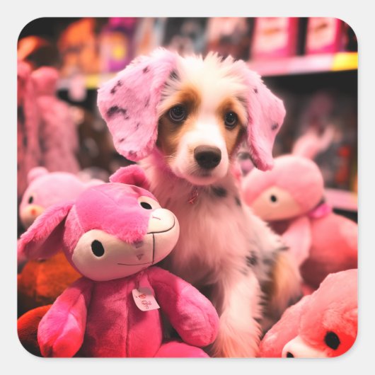 Niedliche Welpe Quadratischer Aufkleber (Vorderseite)