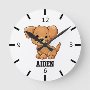 Niedliche Welpe Runde Wanduhr