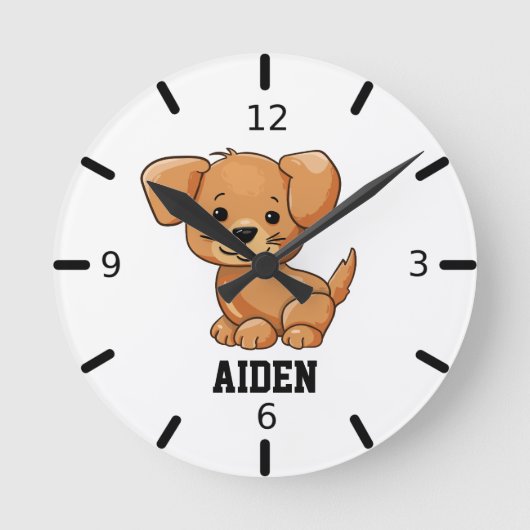 Niedliche Welpe Runde Wanduhr (Vorderseite)