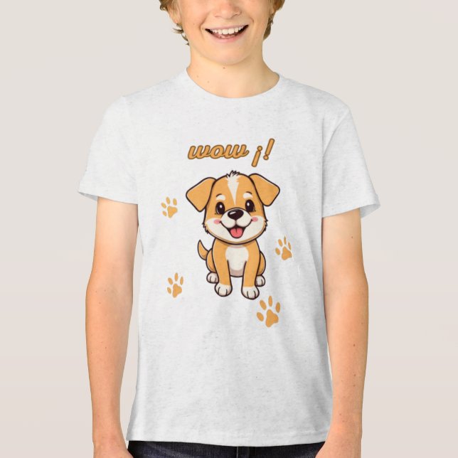 Niedliche Welpe Tri-Blend Shirt (Vorderseite)