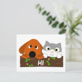 Niedliche Welpe und Kitten Postkarte (Stehend Vorderseite)