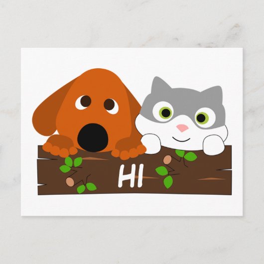 Niedliche Welpe und Kitten Postkarte (Vorderseite)