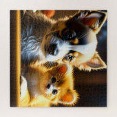 Niedliche Welpe und Kitten Puzzle (Horizontal)