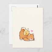 Niedliche Welpe und Küken Postkarte (Vorne/Hinten)