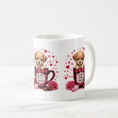 Niedliche Welpe Valentine Buffalo Karierte ästheti Kaffeetasse (VorderseiteRechts)
