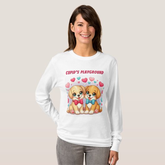 Niedliche Welpen: Cupid's Playground: Valentine T-Shirt (Vorne ganz)