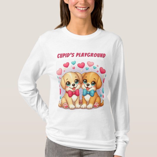 Niedliche Welpen: Cupid's Playground: Valentine T-Shirt (Vorderseite)