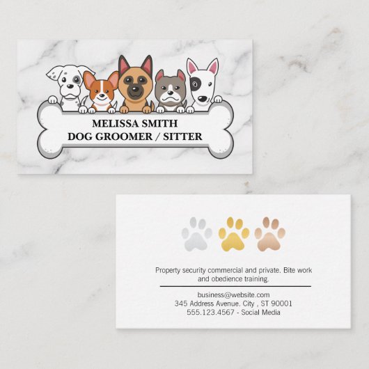 Niedliche Welpen | Dog Bone | Tierdienste Visitenkarte (Vorne/Hinten)