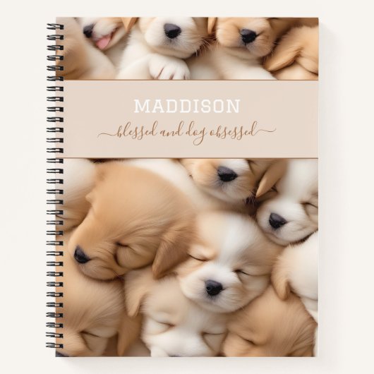 Niedliche Welpen Dog Lover Name Spiral Notebook Notizblock (Vorderseite)