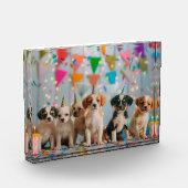 Niedliche Welpen Geburtstagsfeier Design Fotoblock (Links)