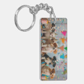 Niedliche Welpen Geburtstagsfeier Design Schlüsselanhänger (Vorderseite links)