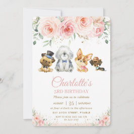 Niedliche Welpen Hunde Blush Pink Bläsermädchen Ge Einladung