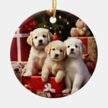 Niedliche Welpen Hunde Happy Holidays Weihnachten