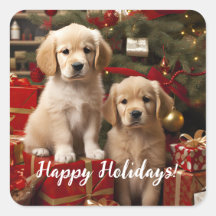 Niedliche Welpen Hunde Happy Holidays Weihnachten