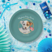 Niedliche Welpen-Hundebaby-Dusche aquamarin Pappteller (Party)