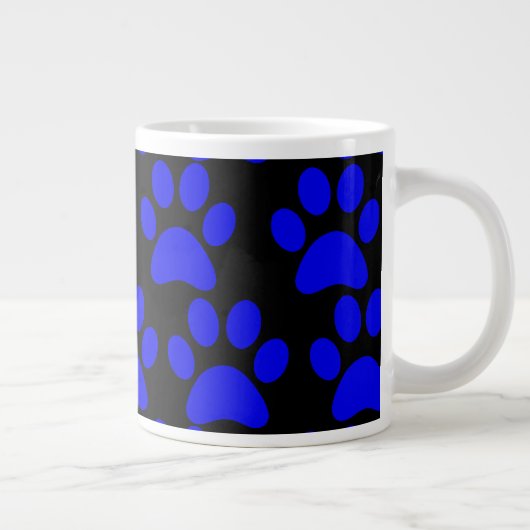 Niedliche Welpen-Hundetatze druckt blaues Jumbo-Tasse (Rechts)