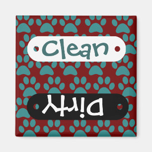 Niedliche Welpen-Hundetatze druckt rotes Blau Magnet