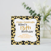 Niedliche Welpen-Hundetatze druckt TAN-Schwarzes Einladung (Stehend Vorderseite)