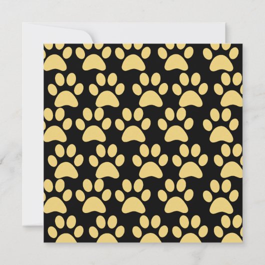 Niedliche Welpen-Hundetatze druckt TAN-Schwarzes Einladung (Rückseite)