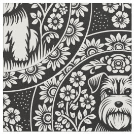 Niedliche Welpen im Blumengarten - Farbe Stoff