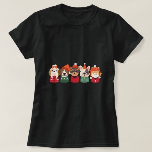 Niedliche Welpen im Weihnachtsstil Shih Tzu P T-Shirt (Design vorne)