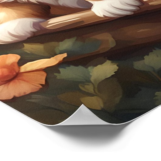 Niedliche Welpen in einem Korb Poster (Ecke)