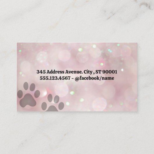 Niedliche Welpen-Logo | Schere | Bokeh-Visitenkart Visitenkarte (Rückseite)